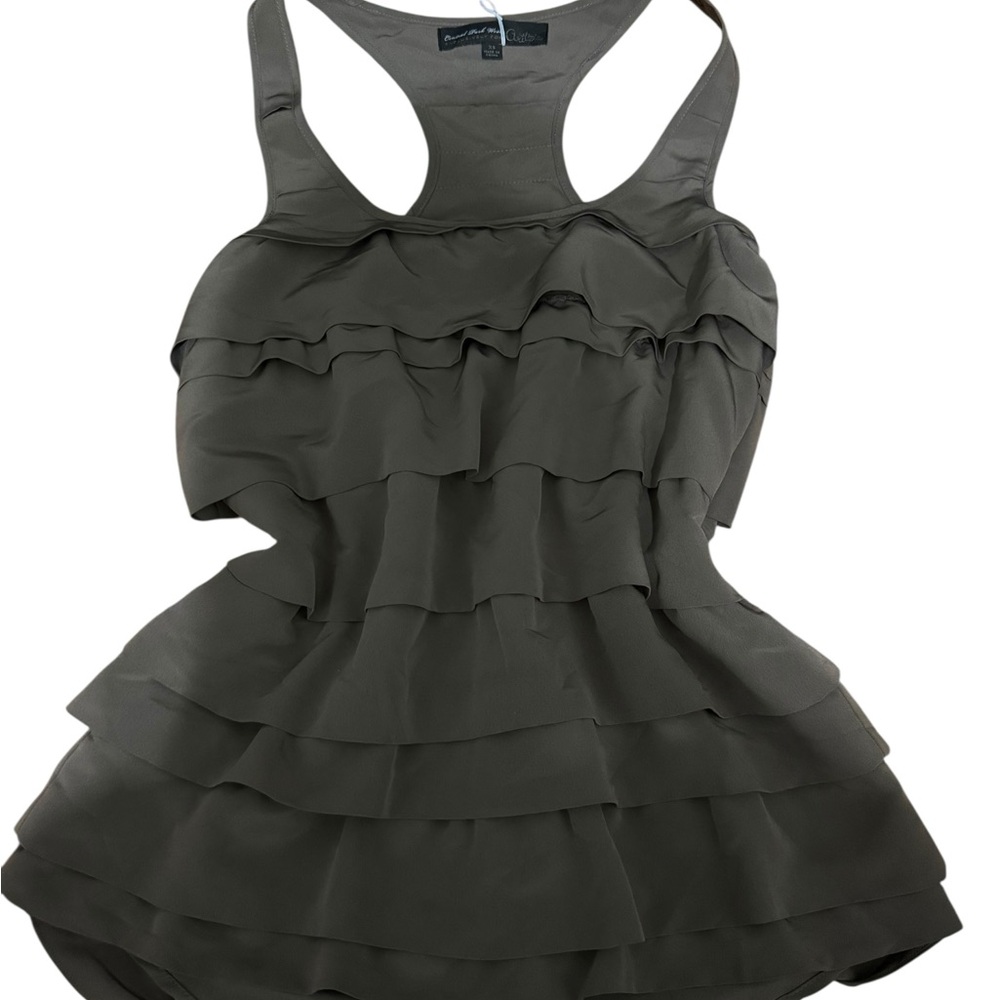 Aritzia Brown Ruffled Tiered Tank Top